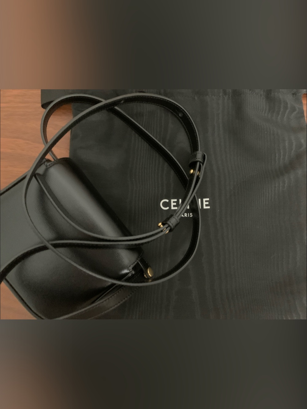 Celine Black Leather Mini Shoulder Bag with Gold Triomphe Hardware - Picture 4 of 5